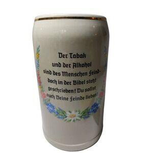 Vintage Wick Werke Beer Stein One Liter Germany Signed Love Your Enemies Alcohol